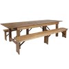 Flash Furniture Rectangle Antique Farm Table , 40"; 96" W 30"; 17-3/4" H, Wood XA-FARM-6-GG